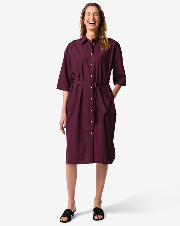robe-chemise femme Daisy coupe confort bordeaux bordeaux - 36207780BURGUNDYRED - HEMA