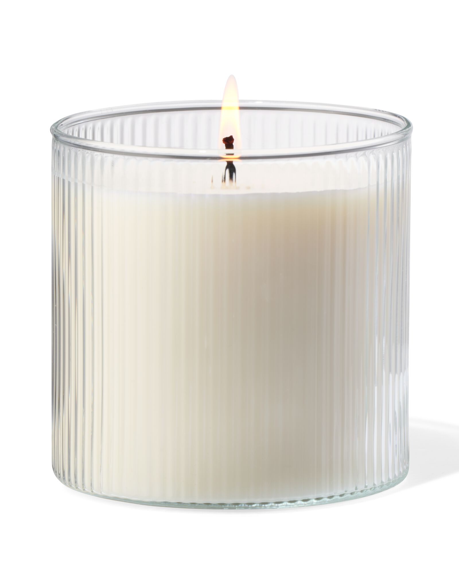 bougie parfum&eacute;e en verre stri&eacute; &Oslash;10x10 aube - 13502385 - HEMA