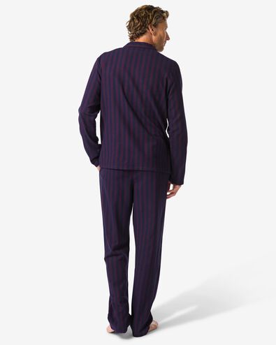 herenpyjama flanel strepen donkerrood donkerrood - 23634420DARKRED - HEMA