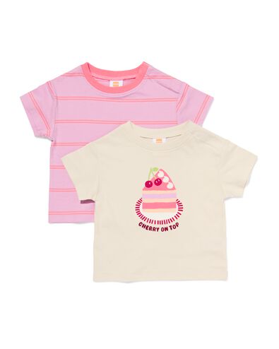 baby T-shirts jersey strepen - 2 stuks ecru ecru - 33076270ECRU - HEMA