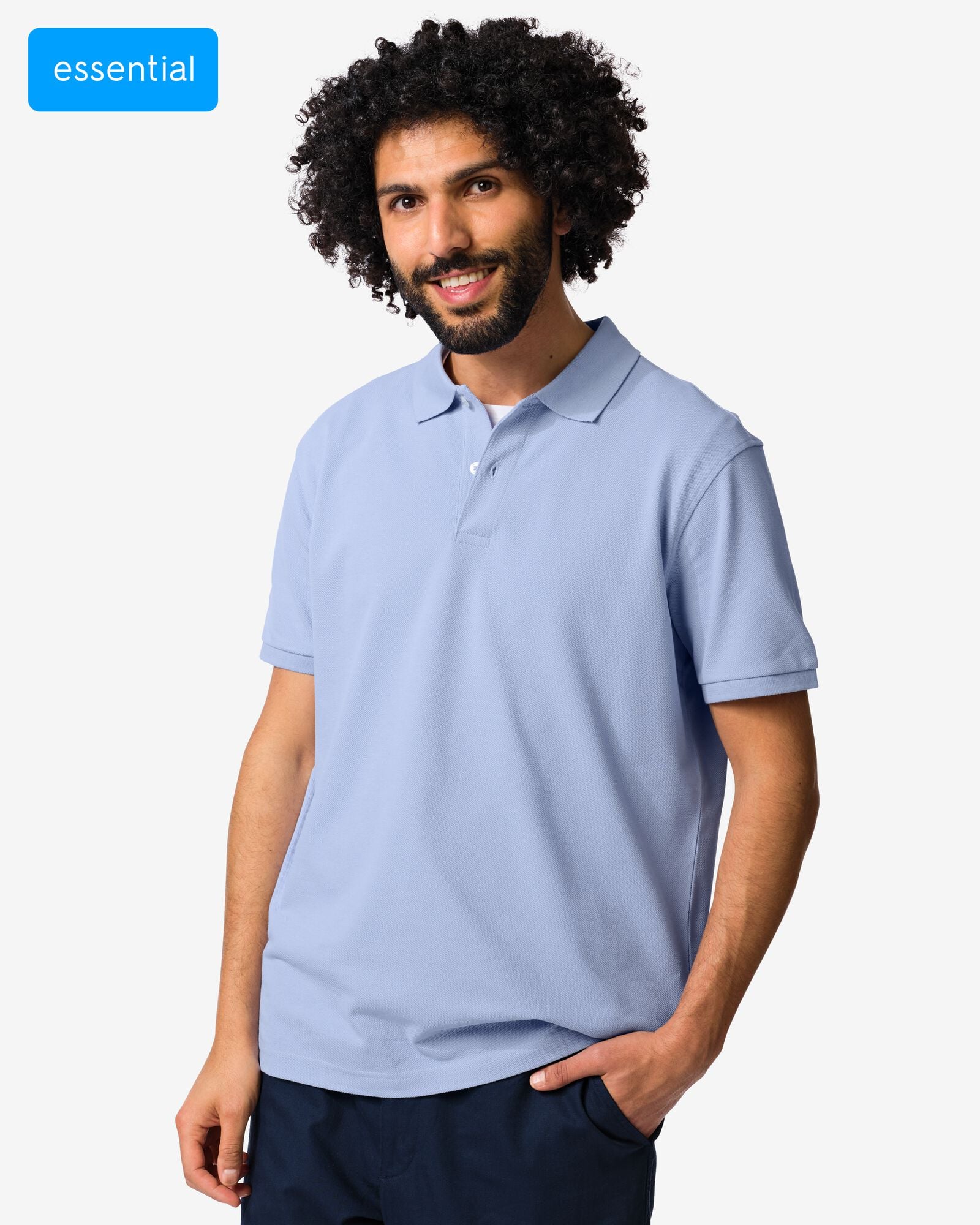 herenpolo Denton regular fit piqu&eacute; lichtblauw lichtblauw - 2140870LIGHTBLUE - HEMA