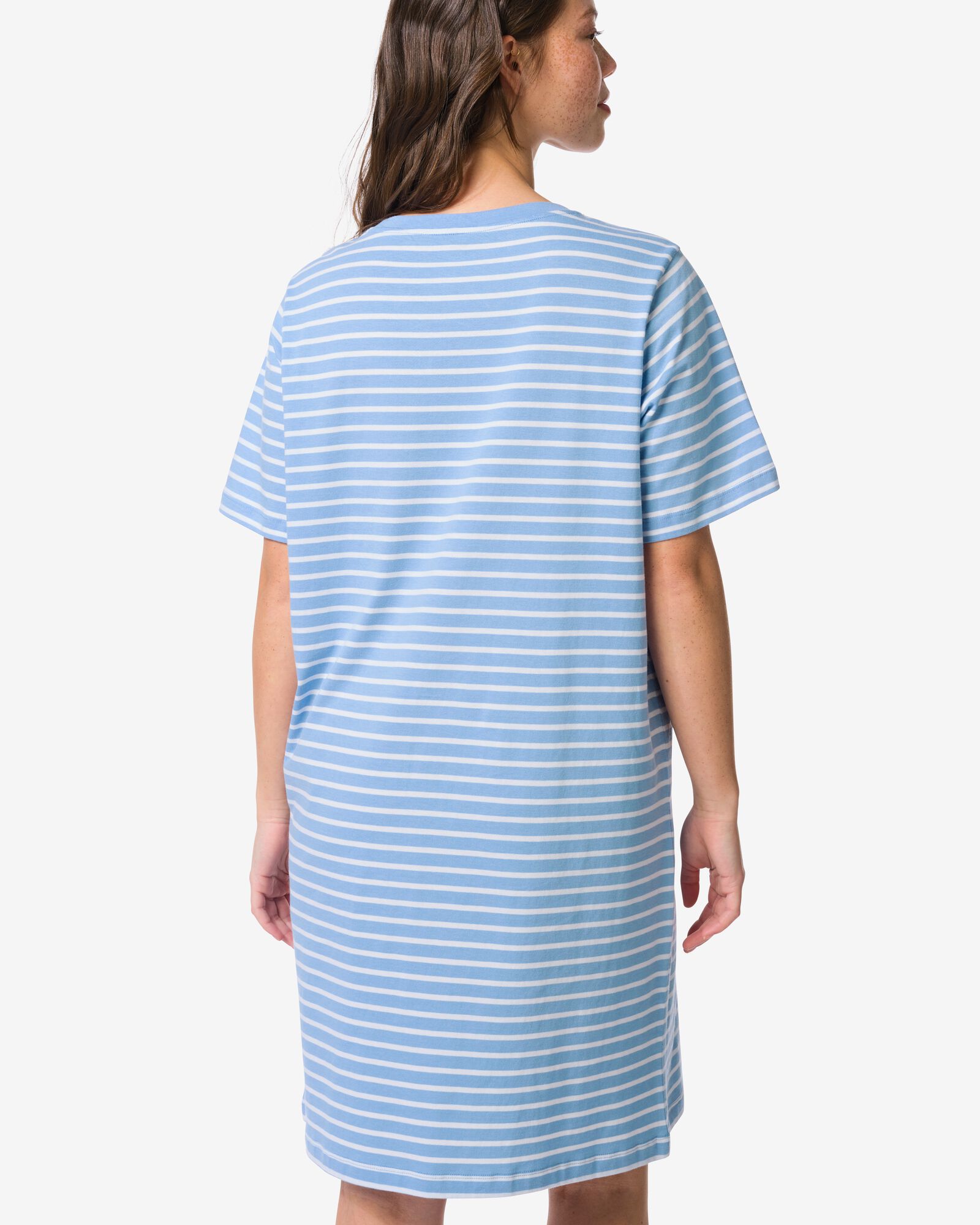damesnachthemd jersey strepen blauw blauw - 23401205BLUE - HEMA