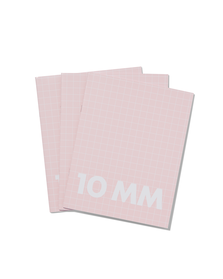 3 cahiers roses format A5 - à carreaux 10 mm - 14101603 - HEMA