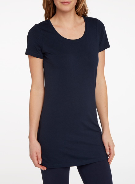 Damen-T-Shirt, Biobaumwolle dunkelblau S - 36328511 - HEMA
