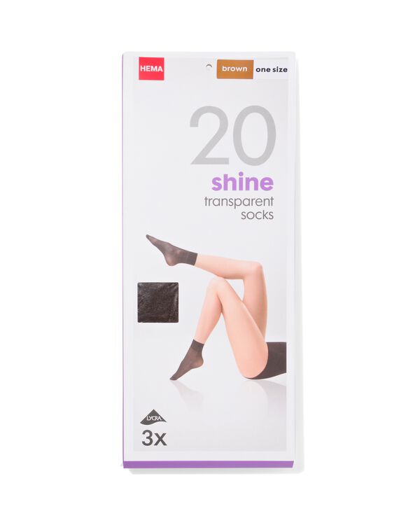 3 paires de chaussettes en voile brillantes transparentes marron marron - 4060120BROWN - HEMA