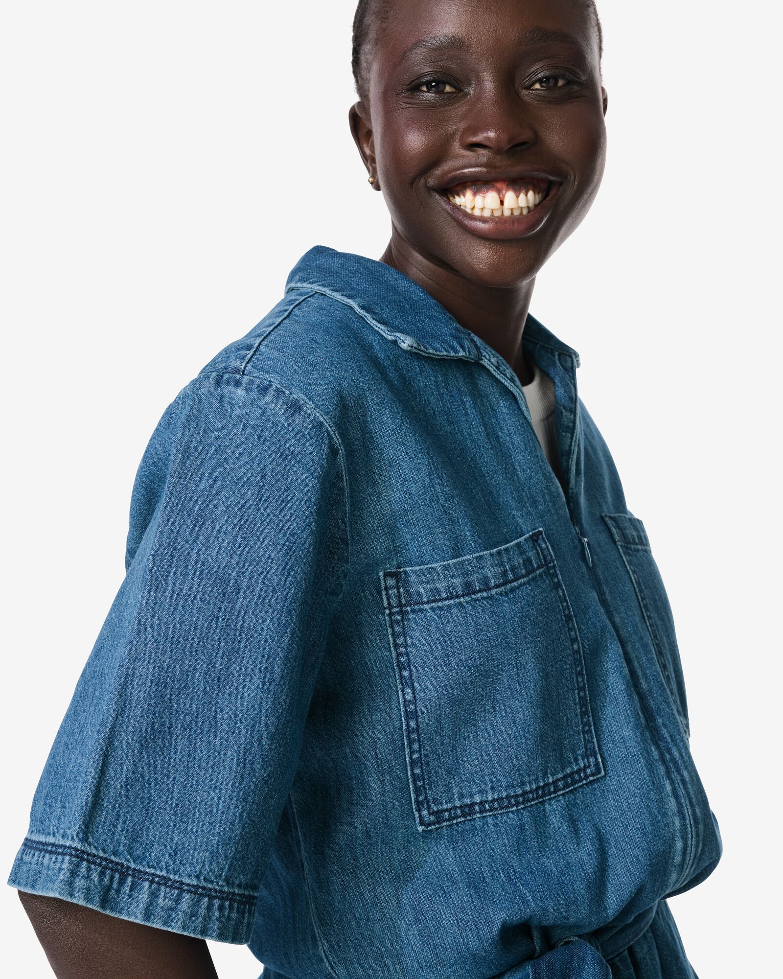 damesjumpsuit Suzy denim middenblauw middenblauw - 36206970MIDBLUE - HEMA