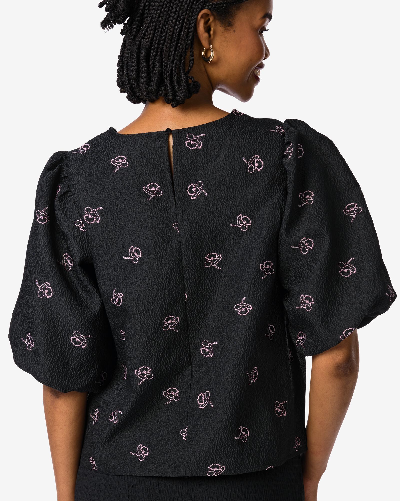Damen-Shirt Dawn, Crinkle-Design, Blumen schwarz - 36205980BLACK - HEMA