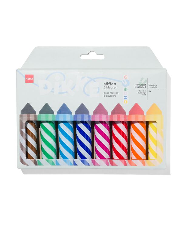 dikke viltstiften - 8 stuks - 15990008 - HEMA