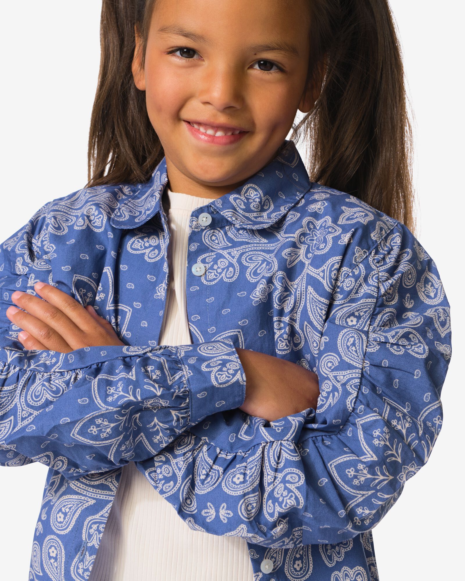 kinderblouse middenblauw middenblauw - 30837006MIDBLUE - HEMA