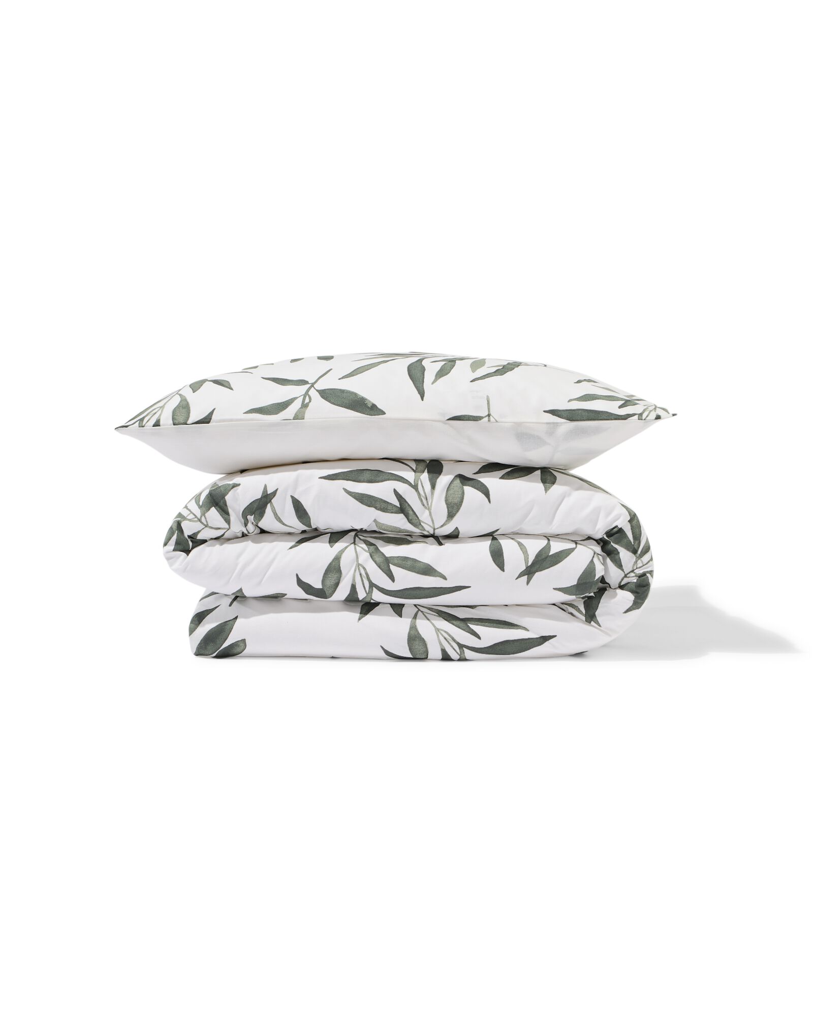 housse de couette 140x200/220cm coton doux branches d'olivier vert - 5790246 - HEMA