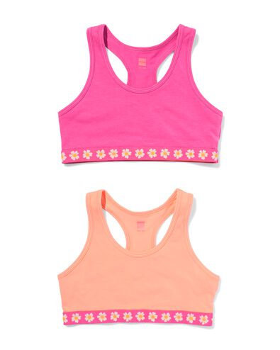 kindertop crop bloemen - 2 stuks perzik perzik - 19302160PEACH - HEMA