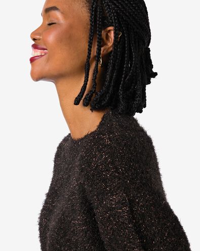 damestrui gebreid Flora glitter donkerbruin - 36206080DARKBROWN - HEMA