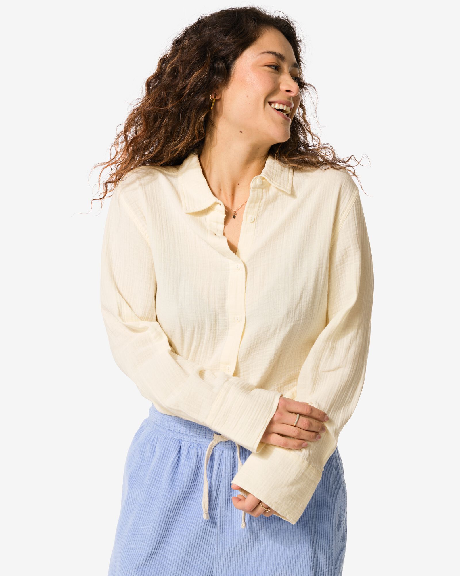 Bluse Iris Musselin eierschalenfarben - 36231335OFFWHITE - HEMA