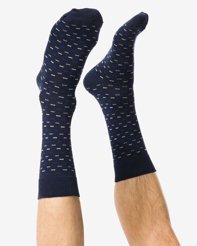 5 paires de chaussettes homme avec coton graphique bleu foncé bleu foncé - 4152620DARKBLUE - HEMA