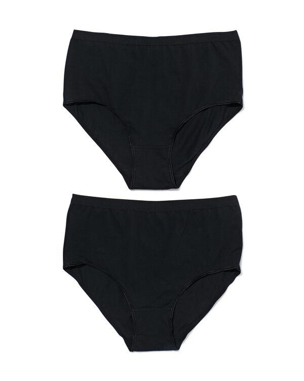 dames tailleslips stretch katoen - 2 stuks zwart zwart - 1000030326 - HEMA