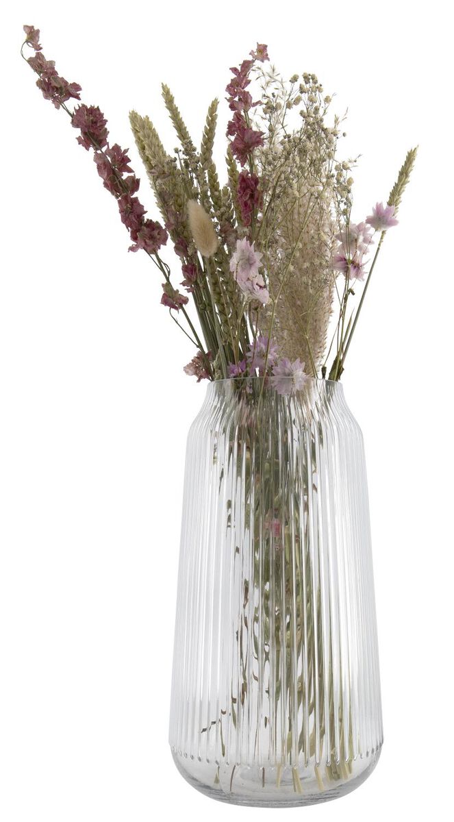 Vase, Ø 16 x 31 cm, Glas, Rippenstruktur - 13321123 - HEMA