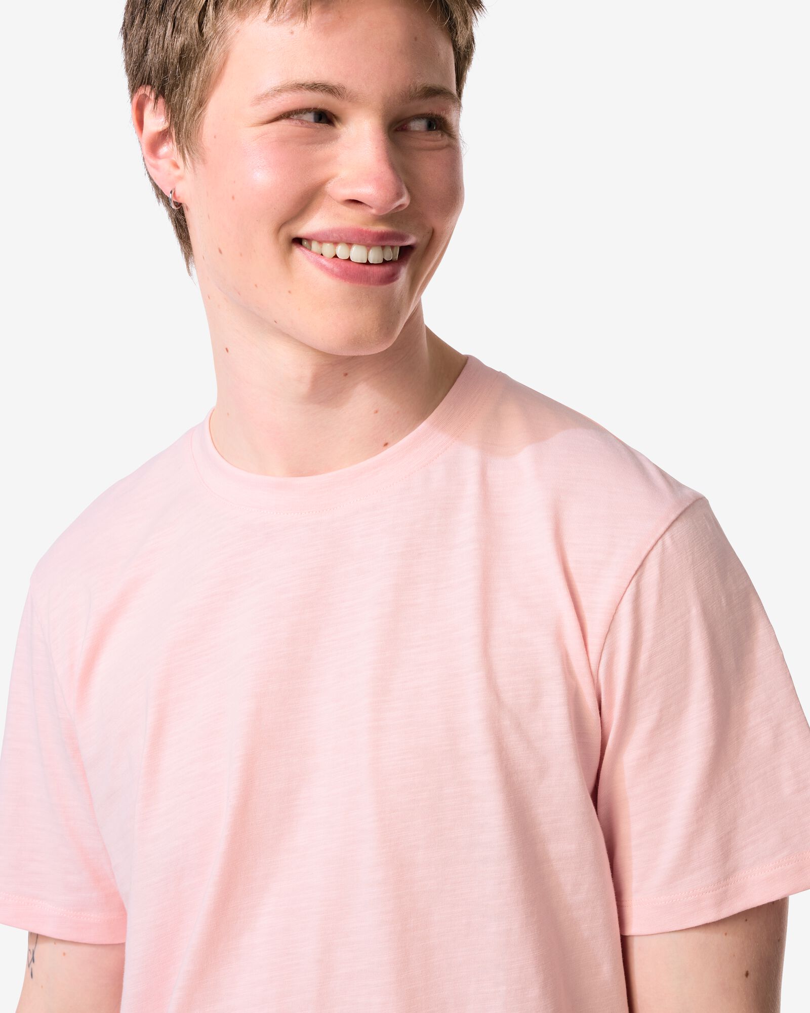heren T-shirt Jaap slub lichtroze lichtroze - 2178860LIGHTPINK - HEMA