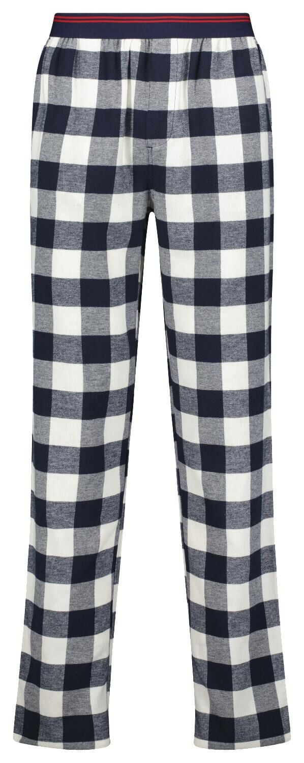 heren pyjamabroek flanel ruiten donkerblauw - HEMA