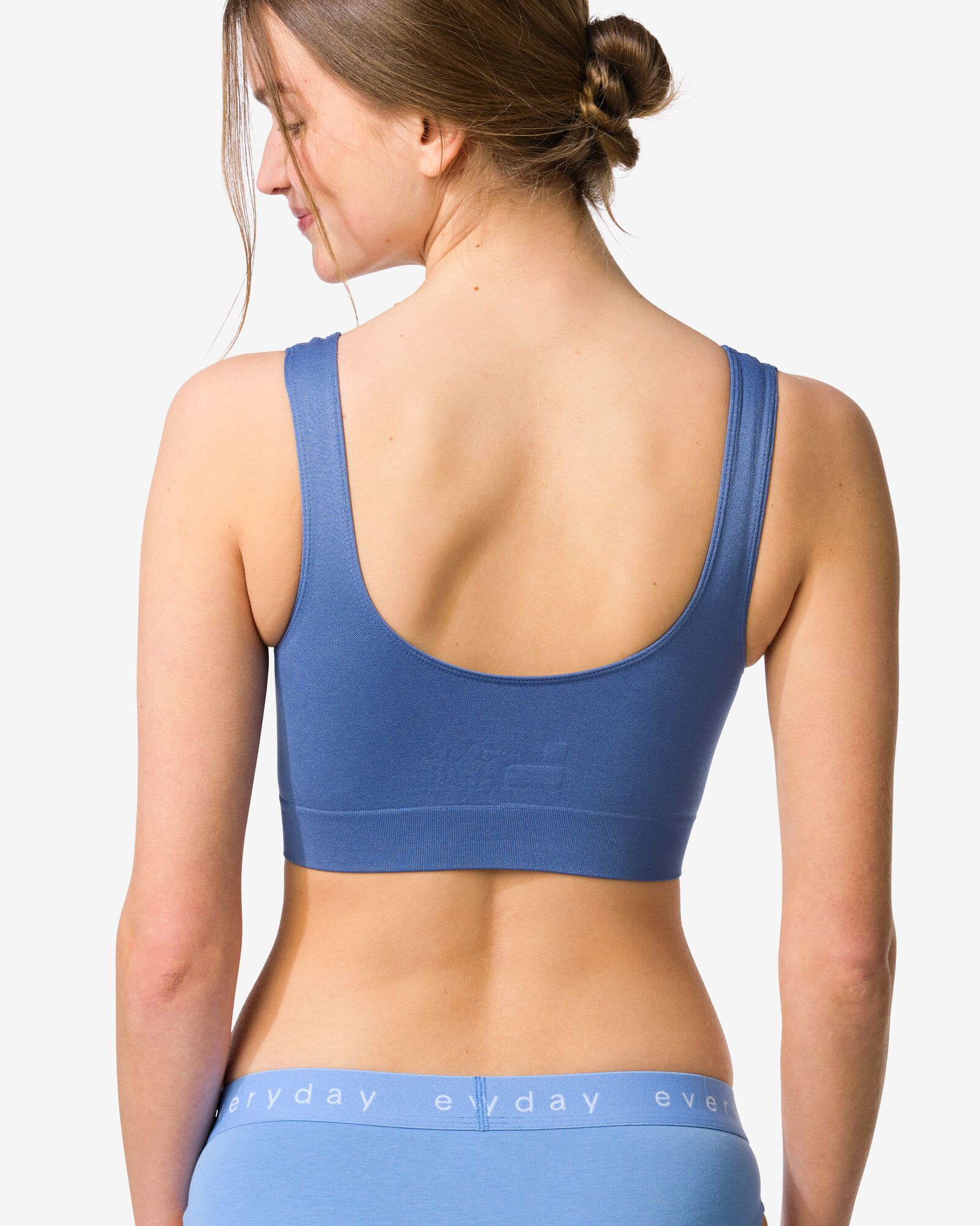 haut non pr&eacute;form&eacute; sans armature ni couture bleu moyen - 21811860MIDBLUE - HEMA