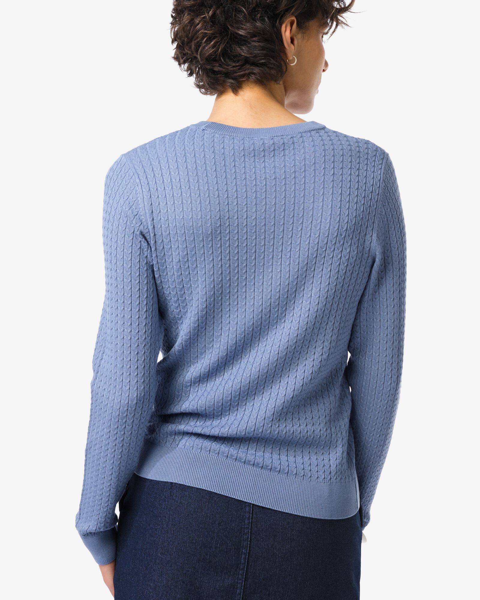 pull femme Livia torsad&eacute; bleu - 36205320BLUE - HEMA