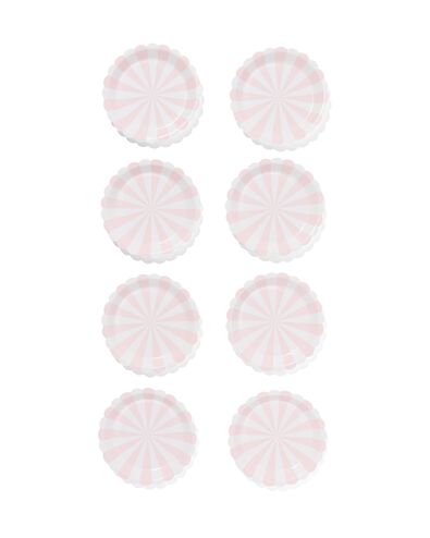 assiette &agrave; g&acirc;teau rose clair ray&eacute;e lot de 8 - 14250072 - HEMA