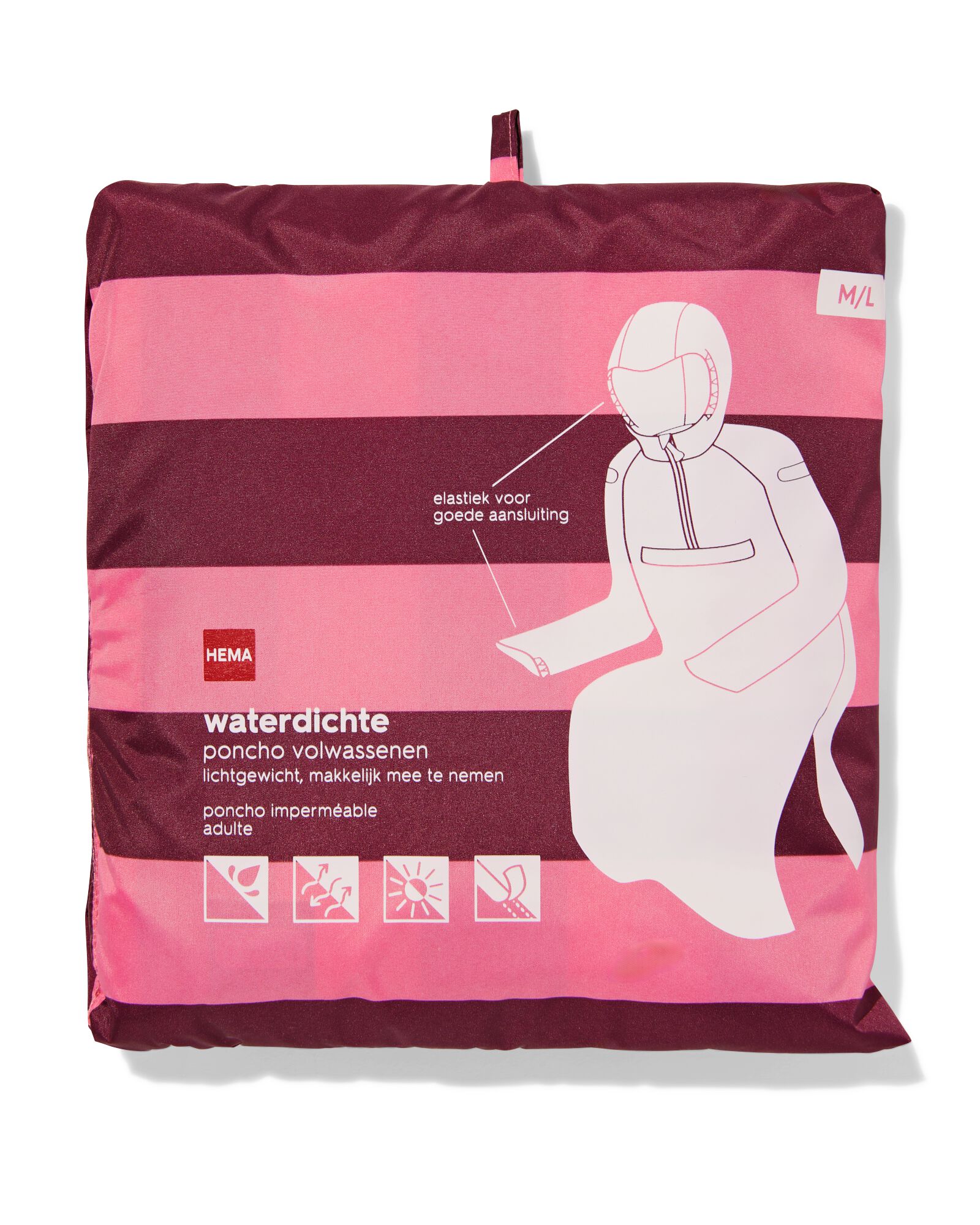 regenponcho voor volwassenen strepen roze roze - 34460005PINK - HEMA