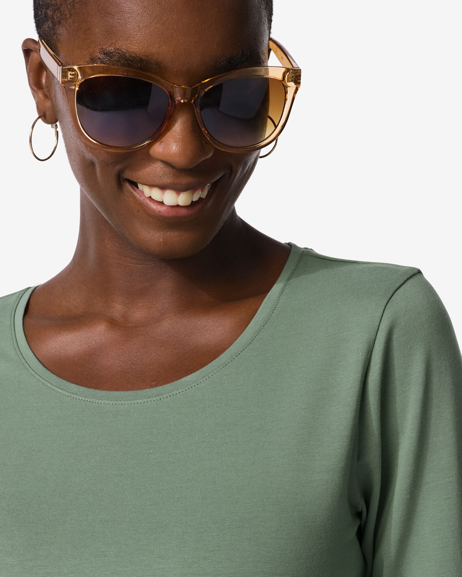 dames T-shirt basic o-hals groen - 36300410GREEN - HEMA