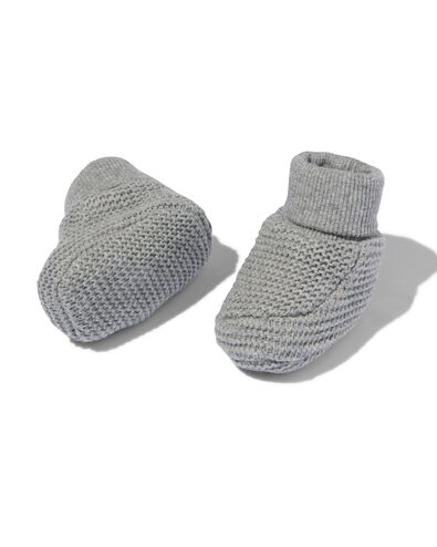 chaussons nouveau-né tricot gris chiné 0-4 mnd - 33239731 - HEMA