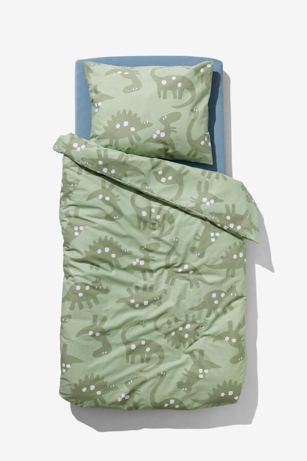 housse de couette tout-petits 120x150 cm coton doux dino verte - 5760049 - HEMA