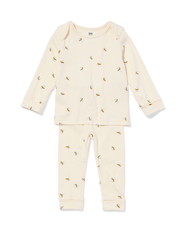 baby meegroeipyjama rib dieren gebroken wit gebroken wit - 33300160OFFWHITE - HEMA