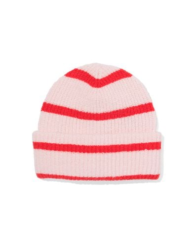 kinder beanie strepen roze roze - 16700270PINK - HEMA