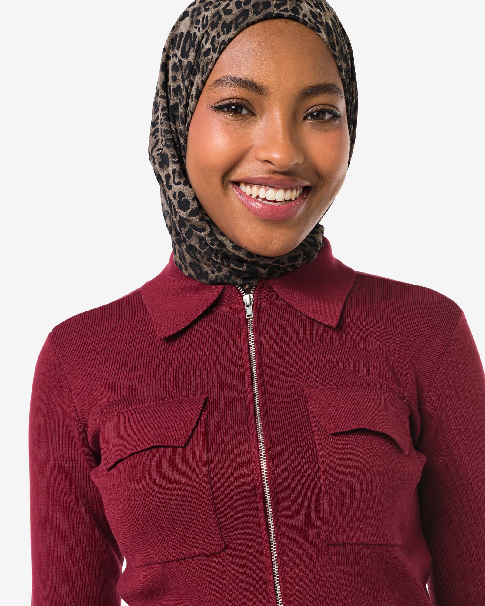 damesvest Ivory bordeauxrood bordeauxrood - 36206520BURGUNDYRED - HEMA