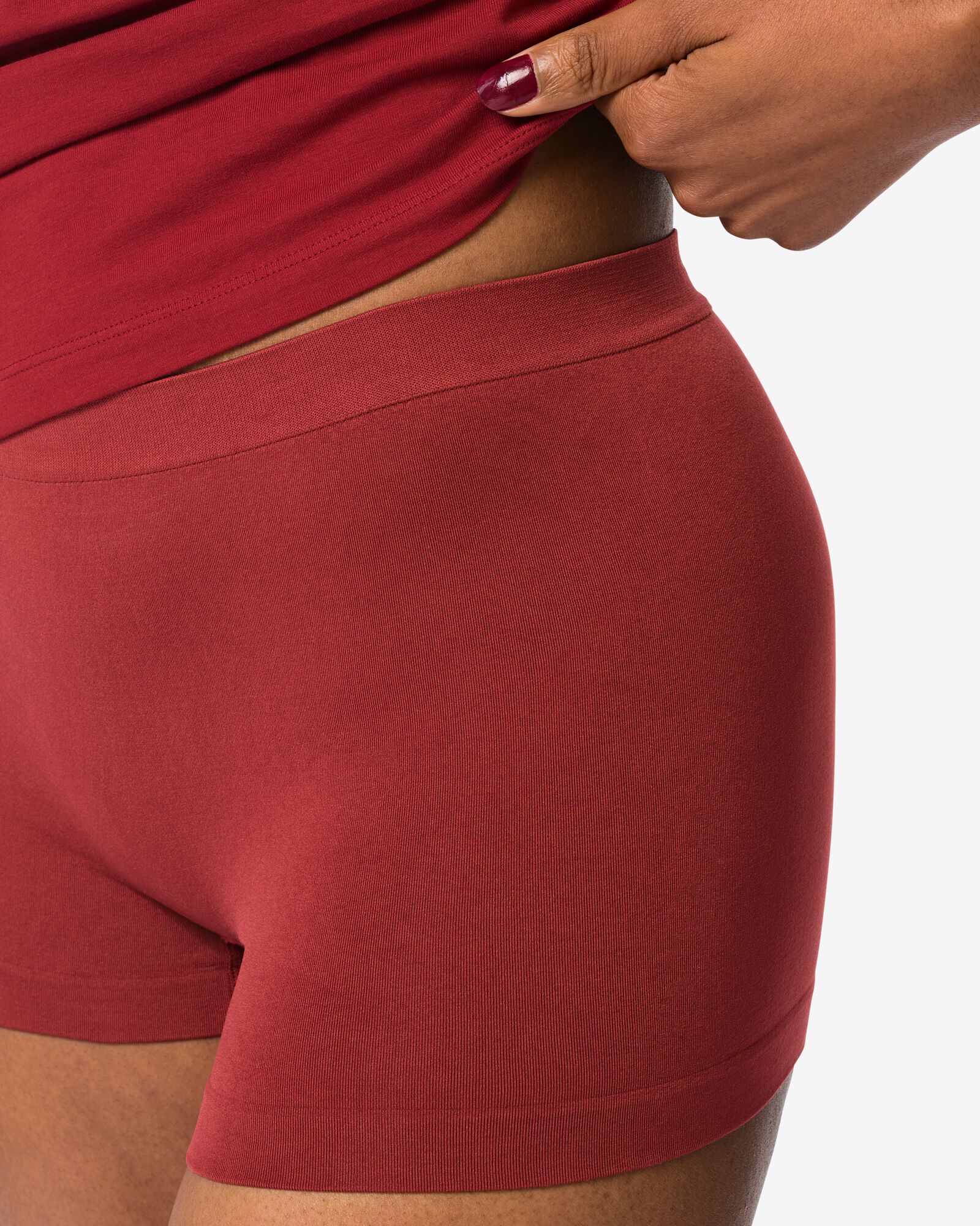 damesboxer naadloos micro donkerrood - 19601614DARKRED - HEMA
