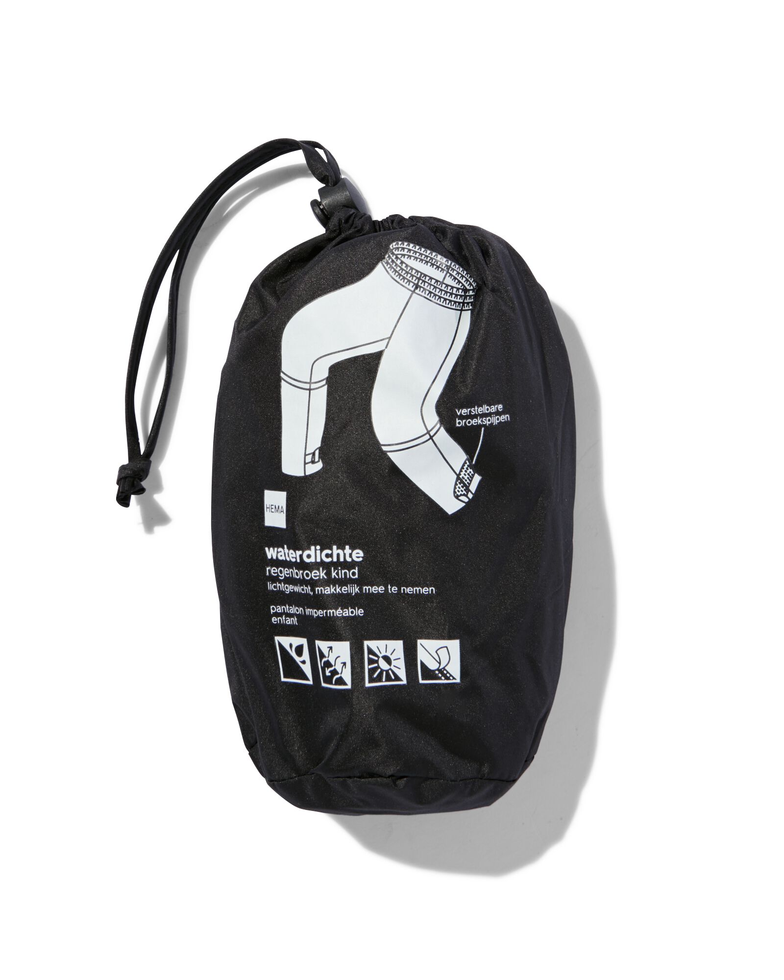 regenbroek voor kinderen lichtgewicht waterdicht zwart zwart - 18440200BLACK - HEMA