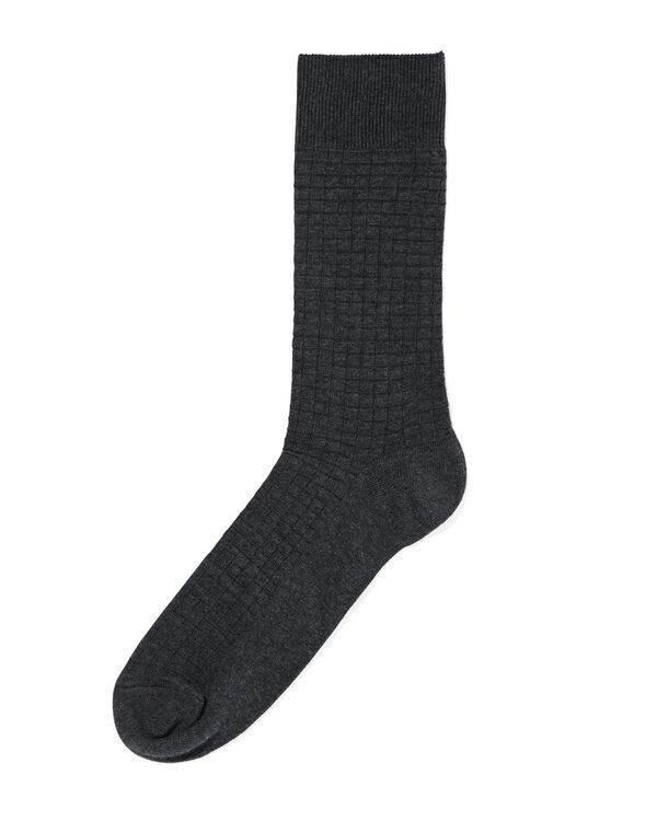 chaussettes pour hommes 1 paire avec carreaux en 3D  gris fonc&eacute; gris fonc&eacute; - 4104760DARKGREY - HEMA