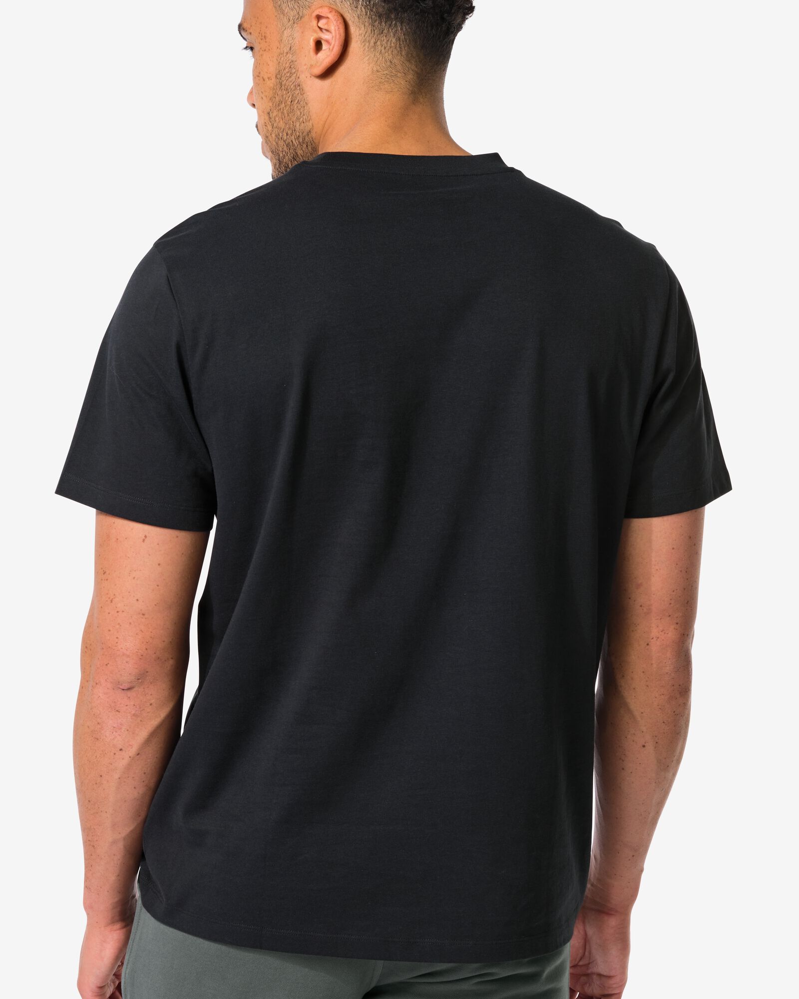 heren T-shirt regular fit zwart zwart - 2190310BLACK - HEMA