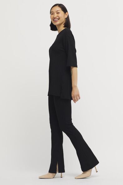 Damen-Shirt Ava, gerippt schwarz - 1000026252 - HEMA