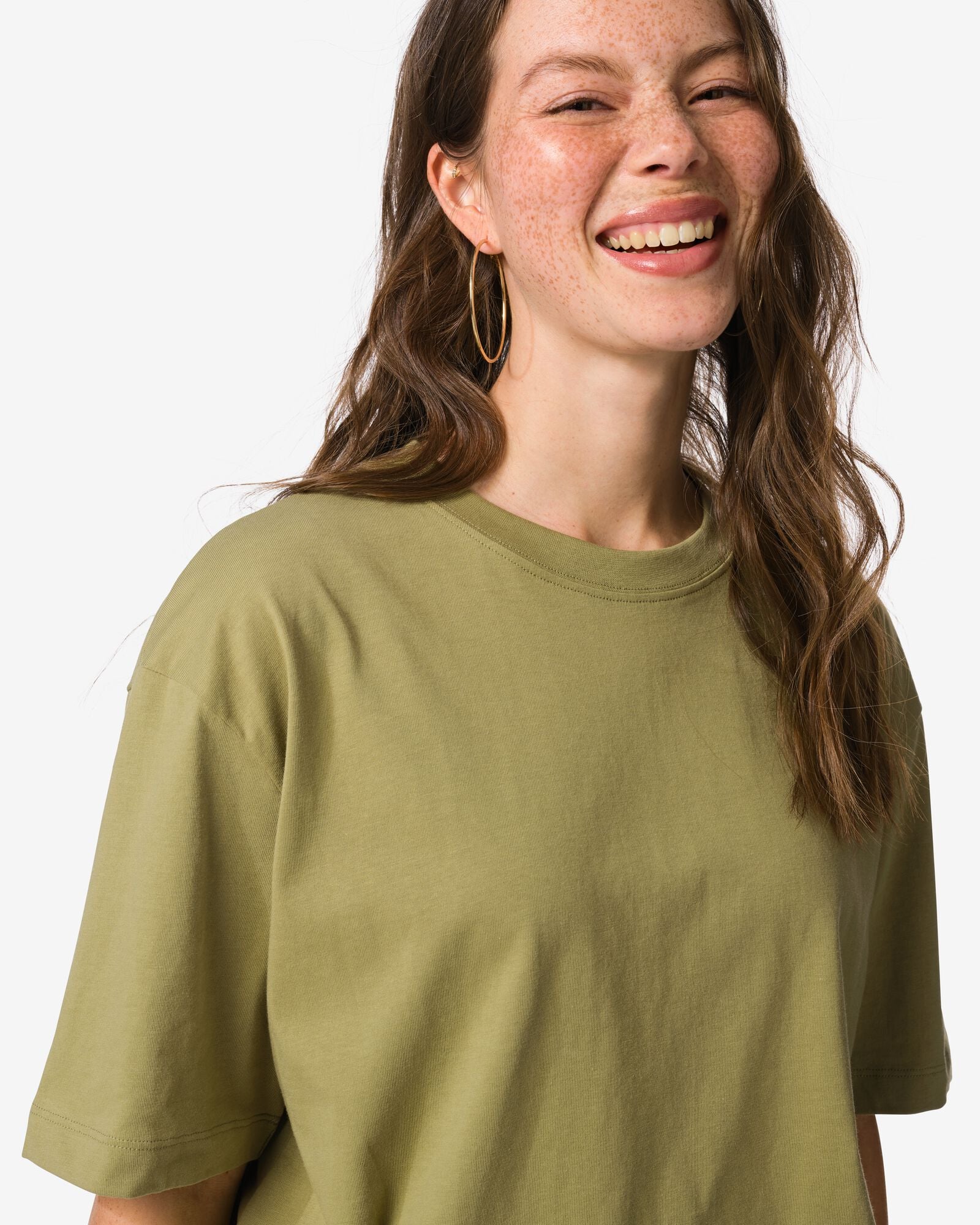 dames T-shirt Do relaxed fit groen groen - 36303520GREEN - HEMA