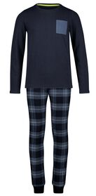 Kinder-Pyjama, Baumwollflanell, kariert dunkelblau dunkelblau - 1000028994 - HEMA