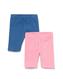 korte kinder leggings met ribbels - 2 stuks blauw blauw - 1000030740 - HEMA