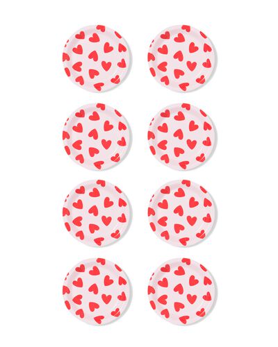 assiettes carton ⌀15,5cm c&oelig;urs - 8 pi&egrave;ces - 14200150 - HEMA