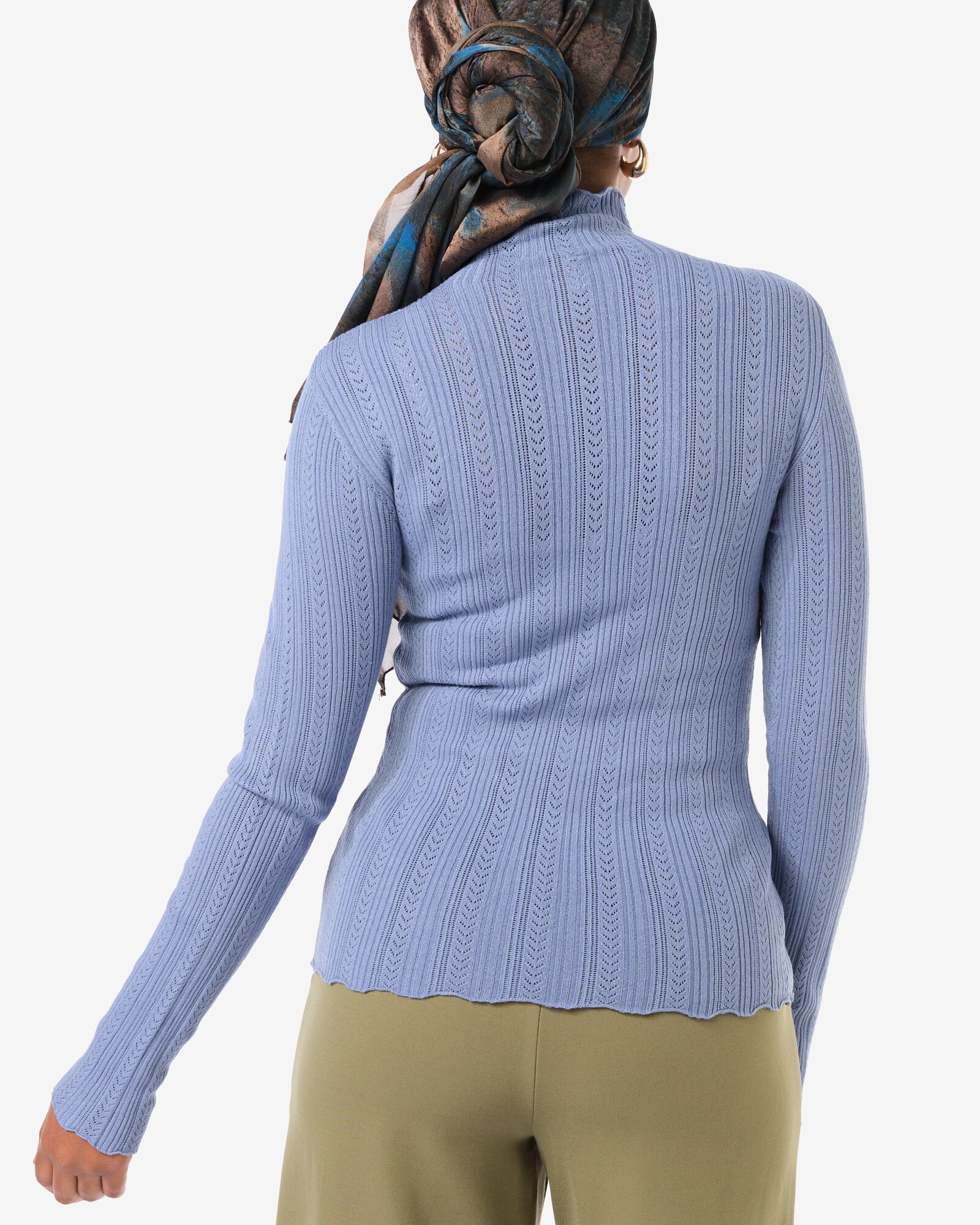 dames T-shirt Charlie pointelle blauw - 36206250BLUE - HEMA