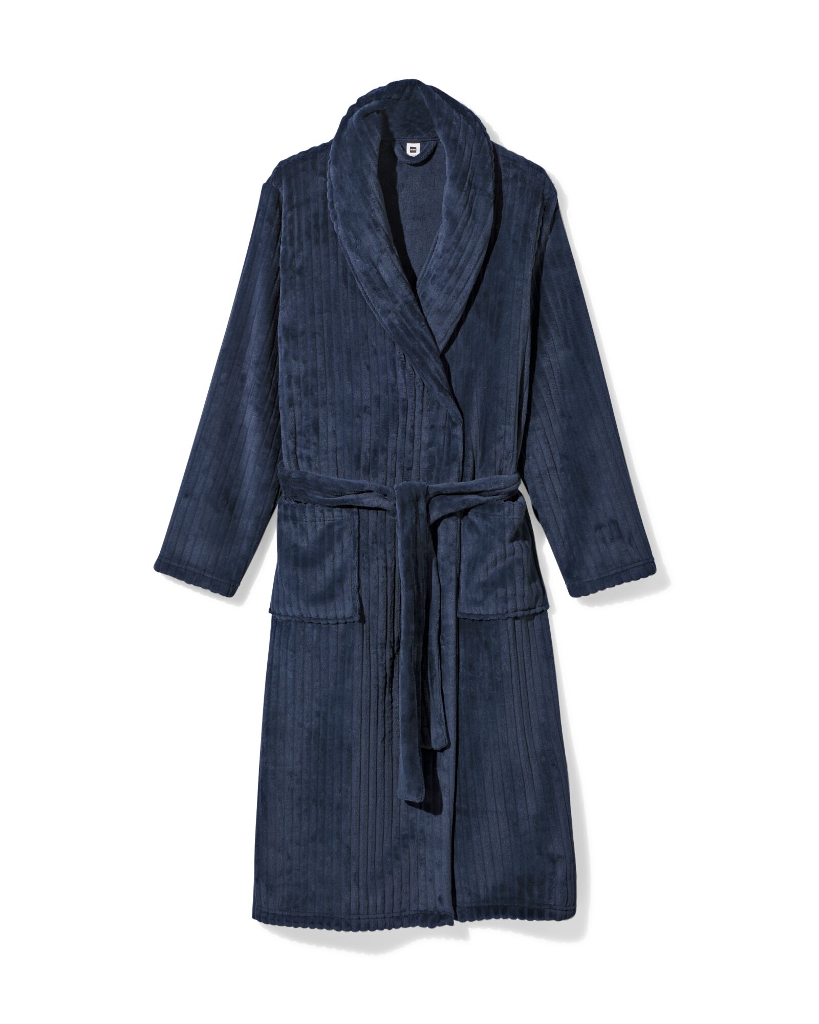 peignoir en molleton c&ocirc;tel&eacute; bleu fonc&eacute; - 23450050DARKBLUE - HEMA