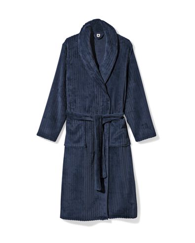 peignoir en molleton c&ocirc;tel&eacute; bleu fonc&eacute; - 23450050DARKBLUE - HEMA