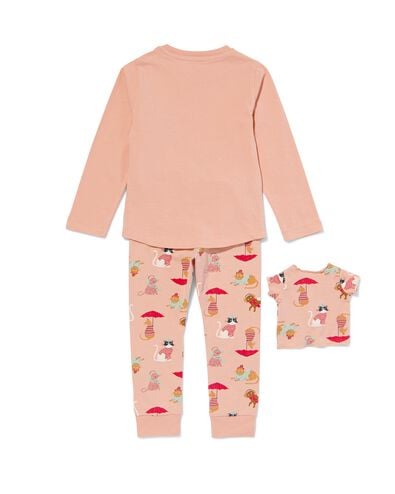 Kinder-Pyjama mit Puppen-Nachthemd, Katzen hellrosa hellrosa - 23050680LIGHTPINK - HEMA