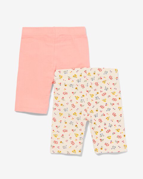 korte kinder leggings met ribbels - 2 stuks roze - 1000030738 - HEMA