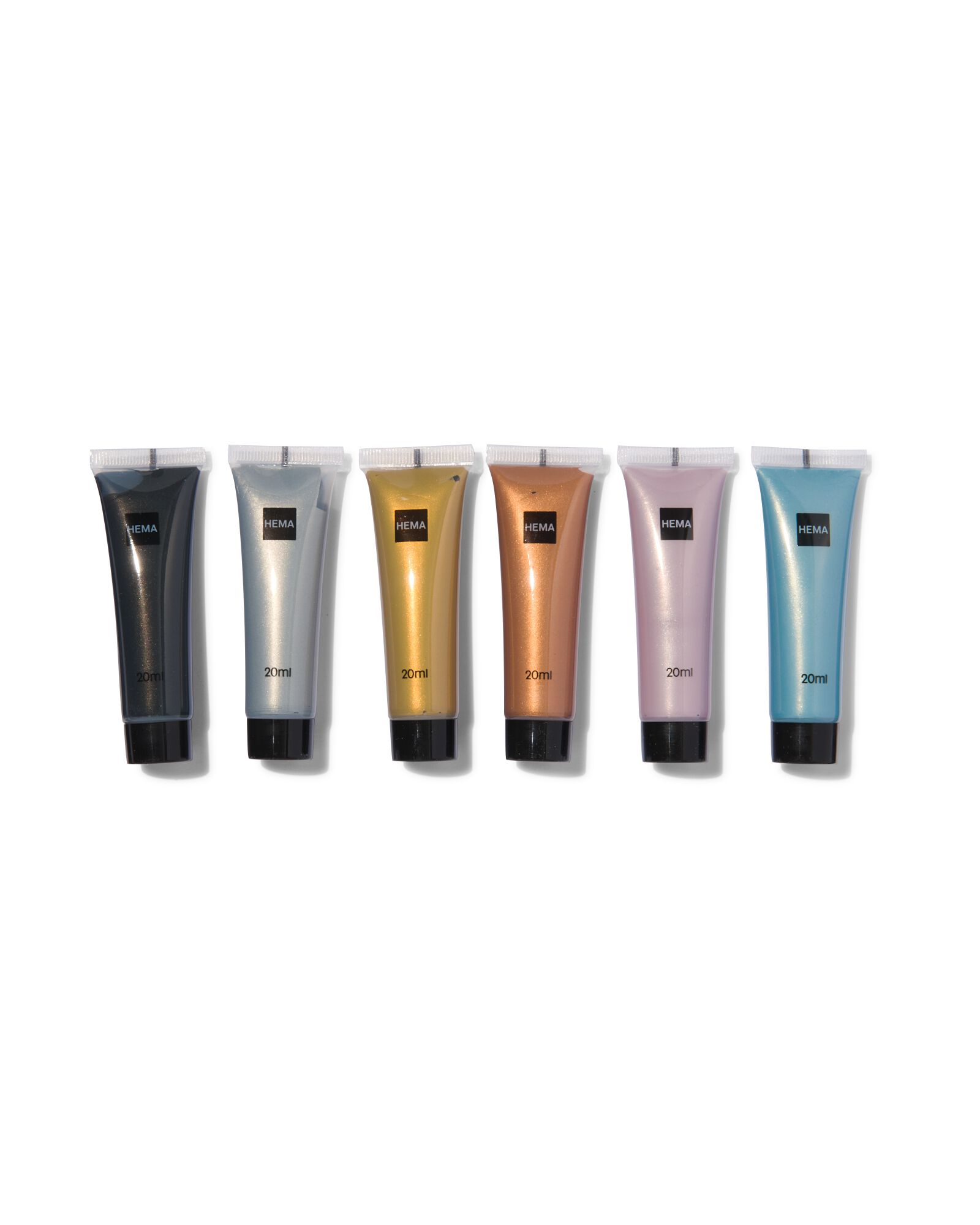 peinture acrylique m&eacute;tallis&eacute;e 6 x 20&nbsp;ml - 60720097 - HEMA