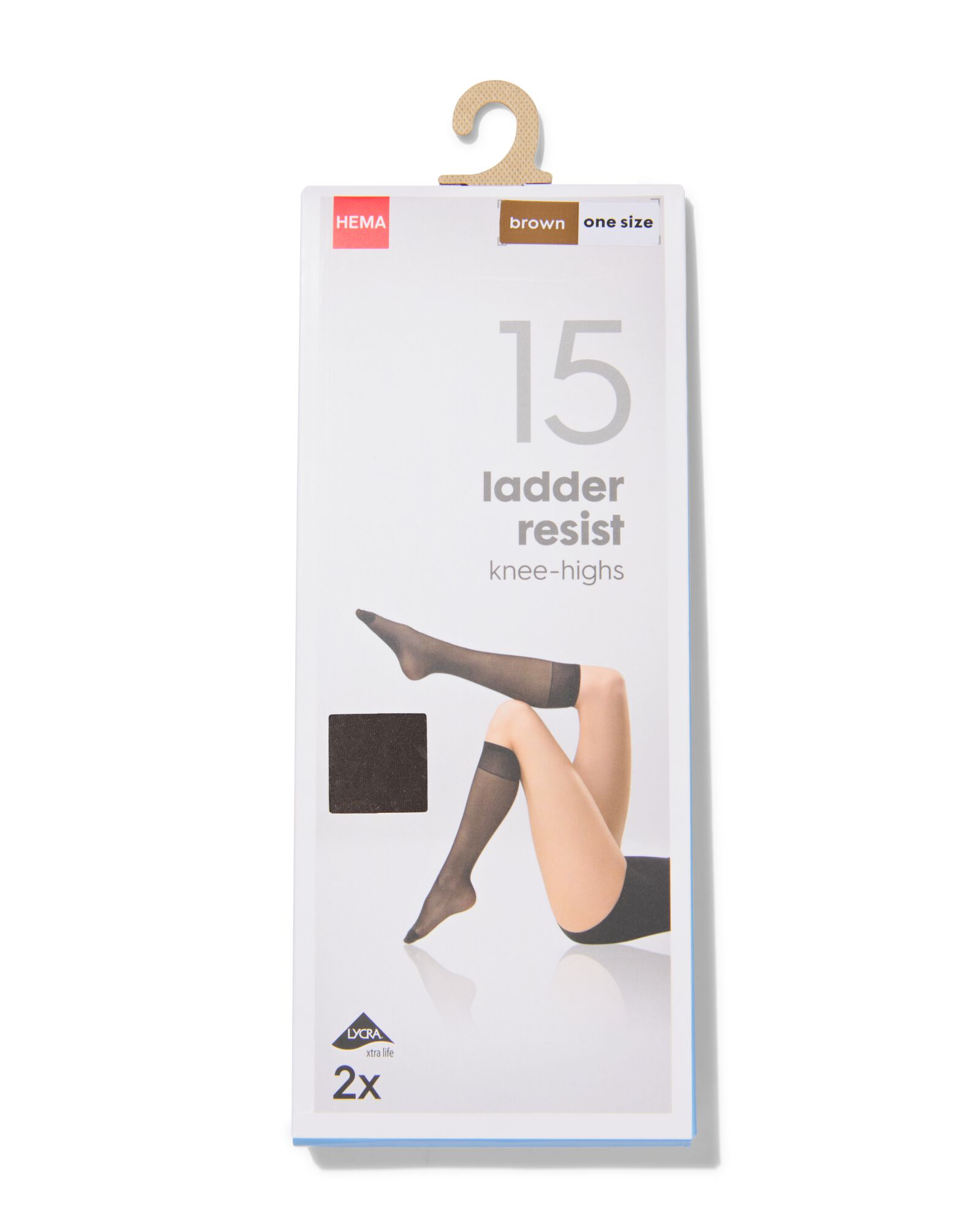kniekousen 15denier anti-ladder mat - 2 paar bruin one size - 4022741 - HEMA