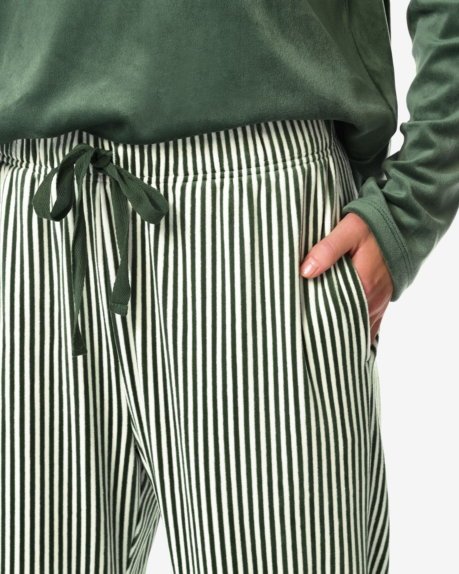 pantalon femme &agrave; rayures en velours vert fonc&eacute; vert fonc&eacute; - 23401236DARKGREEN - HEMA