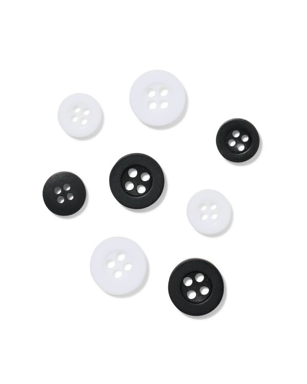 lot de boutons noirs et blancs - 8 pi&egrave;ces - 1400273 - HEMA